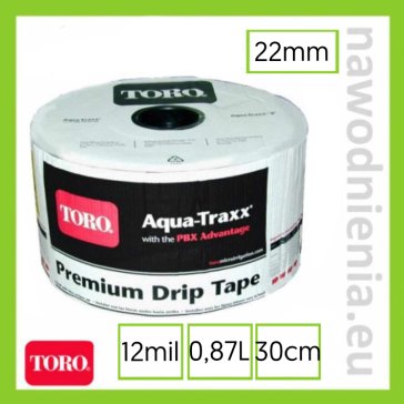 Taśma kroplująca AQUA TRAXX 22 mm 12 mil; 30 cm; emiter 0,87 l (rolka 1800 m)